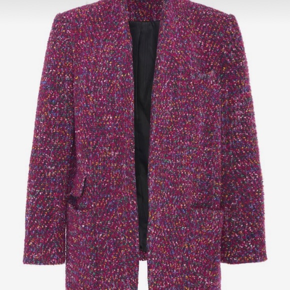 VERONICA BEARD Crispin Coat, Purple Multi Metallic Boucle Fabric, Size 8 - Picture 7 of 9